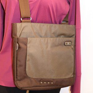 Tumi Tech olive green crossbody bag